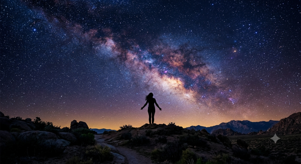 Quantum Healing image of person looking at the stars