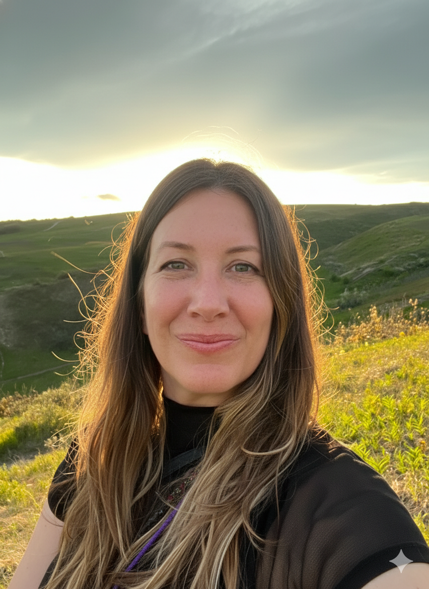 LauraSharpHeadShotOutside - Conscientia Counselling - Conscientia Counselling Laura Sharp, Counselling Therapist renting office space at Conscientia counselling. She is portrait in a field at sunset